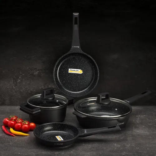 Patelnia nieprzywierająca z pokrywką STARKE PRO TAYLOR MARBLE DEEP 28 cm