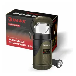 Radioodbiornik Hawk Expedition R30 Na korbkę, Solarne, Latarka, Radio FM Zielony