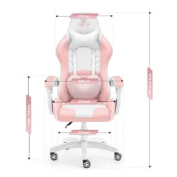 Fotel gamingowy HELL'S CHAIR Rainbow 2.0 Różowo-Biały