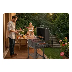 Grill węglowy ogrodowy Berdsen BD-891 komin żeliwny ruszt z pokrywą popielnik + termometr