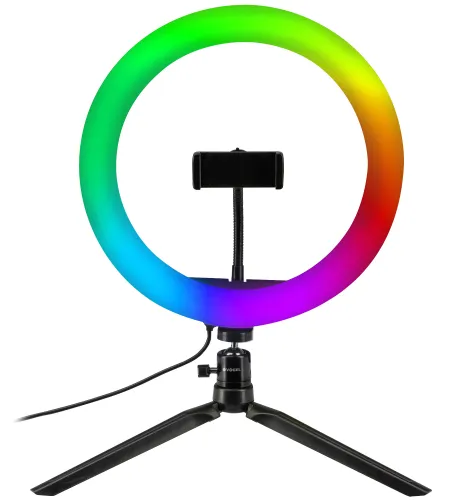 Mikrofon HAWK HW-MIC201 + Lampa pierścieniowa LED VÖGEL SF400 RGB selfie