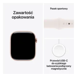 Apple Watch 10 GPS 46mm koperta z aluminium (różowe złoto) + pasek sportowy rozmiar S/M (łagodny róż) (CPO)