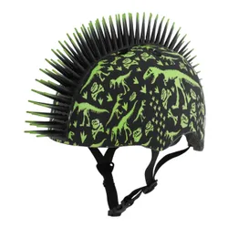 Kask rowerowy RASKULLZ T-Rex Bonez Mohawk Czarno-zielony dla Dzieci (rozmiar S)