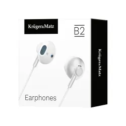 Słuchawki przewodowe Kruger & Matz KMPB2-W Douszne Mikrofon Biały