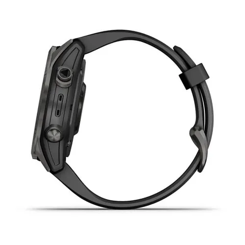 Смарт-часы Garmin FENIX 7S Sapphire Solar титановый угольно-серый DLC с силиконовым ремешком (010-02539-25)