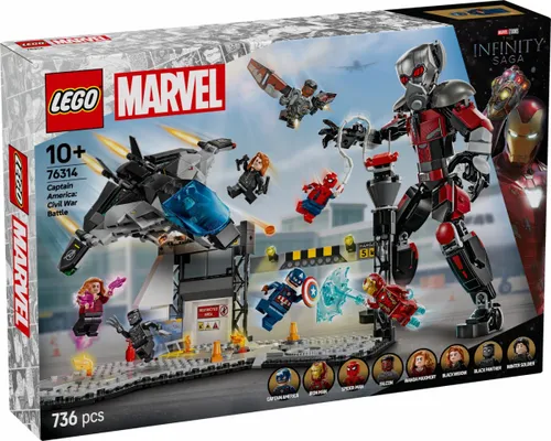 LEGO Klocki Super Heroes 76314 Kapitan Ameryka: Wojna bohaterów - bitwa