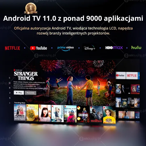 Projektor ETOE Whale Pro LED Full HD Wi-Fi Bluetooth Chromecast AirPlay Android TV