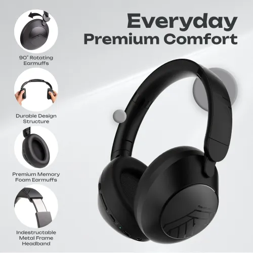 Słuchawki bezprzewodowe PowerLocus Orion Nauszne Bluetooth 5.4 Czarny