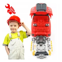 Duża ciężarówka mechaniczna z silnikiem do skręcania dla dzieci z dźwiękiem I światłami