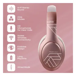 Słuchawki bezprzewodowe PowerLocus P19 Rose Gold Nauszne Bluetooth 5.3 Różowo-złoty