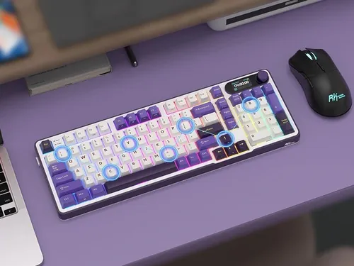 Klawiatura ROYAL KLUDGE RK-S98 Brown Switch Biało-fioletowy