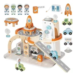 Tooky Toy Drewniany Kosmiczny Parking Stacja Kosmiczna
