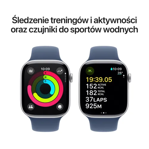 Apple Watch 10 GPS 42mm koperta z aluminium (srebrny) + pasek sportowy rozmiar S/M (denim) (CPO)