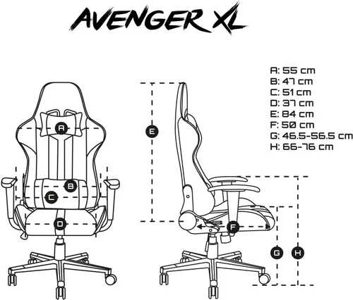 Fotel FURY Avenger XL Czarno-biały