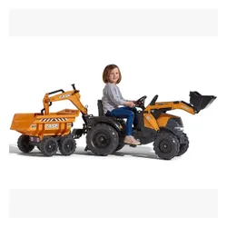 Falk Traktor Case IH Backhoe Pomarańczowy z Przyczepką Ruchoma Łyżka od 3-7 Lat