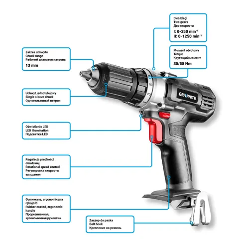 Grafit 58g006-SET2 18v 2 x şarj edilebilir pil 2ah