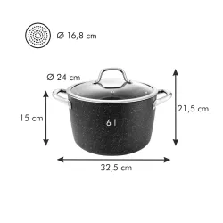 TESCOMA President Stone 6 l czarny - garnek aluminiowy z pokrywką