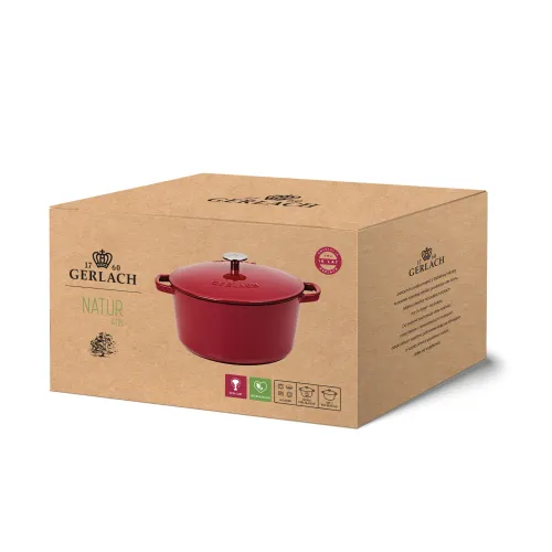 Garnek Gerlach Natur Iron Indukcja Żeliwo 5l Bordowy