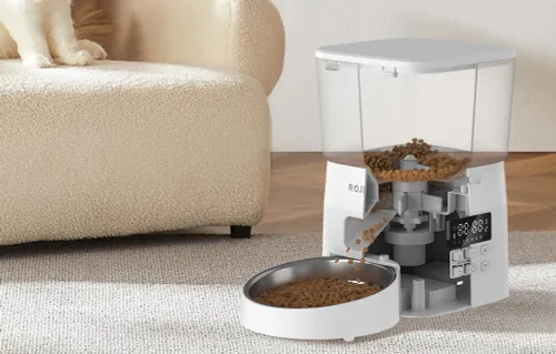 Dozownik karmy ROJECO 2L Button Version Automatic Smart Pet Feeder Biały