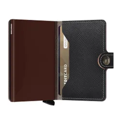 RFID Miniwallet Gizli Saffiano-brown Kılıflı Cüzdan