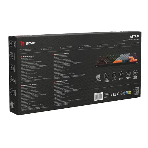 Klawiatura magnetyczna Savio ASTRAL Outemu White Jade 3 kolory keycapów Czarny