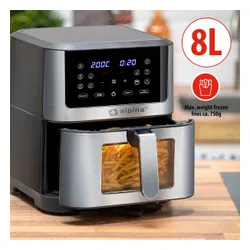 Air Fryer Frytkownica beztłuszczowa ALPINA 871125224542 8l z okienkiem do obserwacji postępów gotowania