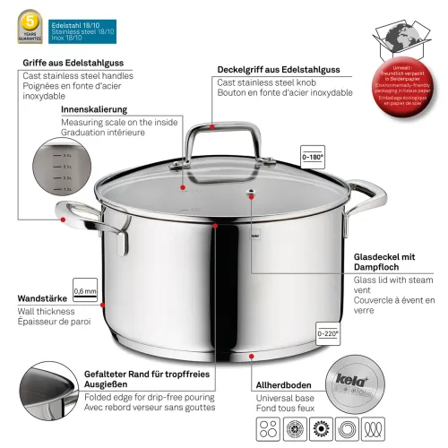 KELA Flavoria 5,5 l - garnek ze stali nierdzewnej z pokrywką