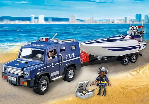 Playmobil 5187 полицейский внедорожник с моторной лодкой