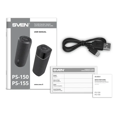 Głośnik Bluetooth Sven PS-155 10W Radio FM Czarny