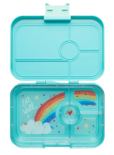 Lunchbox pojemnik na śniadanie XL Yumbox Tapas 4 - Antibes blue / rainbow tray