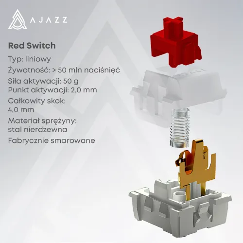 Klawiatura mechaniczna Ajazz NK68 Red Switch Biały