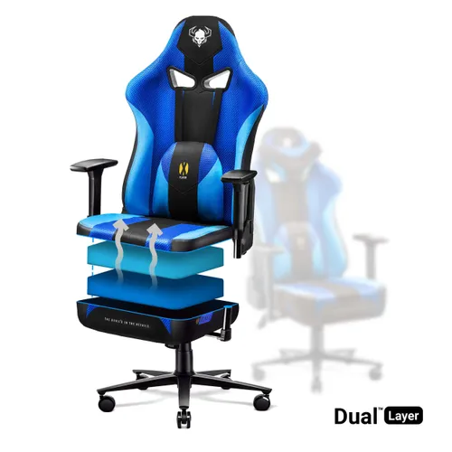 Fotel Diablo Chairs X-Player 2.0 Normal Size Gamingowy do 160kg Skóra ECO Tkanina Czarno-niebieski