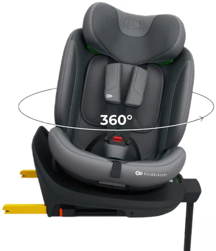 Fotelik samochodowy KINDERKRAFT I-360 2 Plus 40-150 cm (0-36 kg) Szary