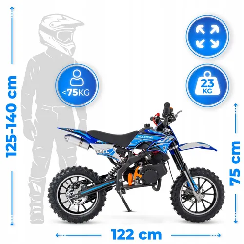 Cross spalinowy dla dzieci 49CC motocykl na akumulator e-start LED 35km/h
