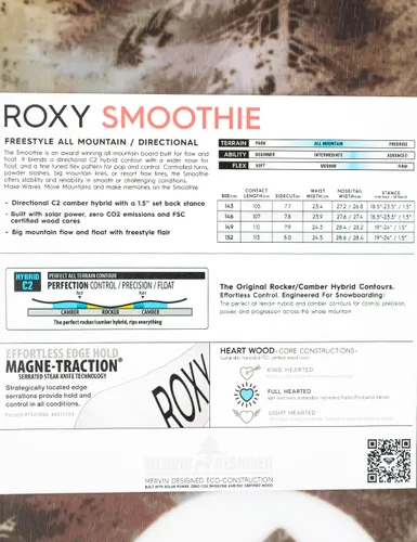 Deska snowboardowa Roxy Smoothie - Długość (cm) - 149