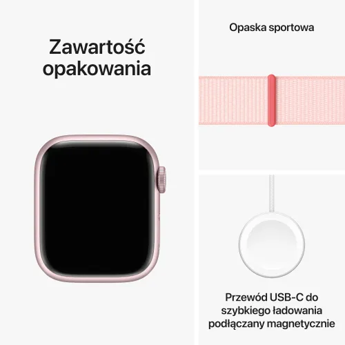 Apple Watch 9 GPS 41 мм алюминиевый розовый / розовый спортивный браслет