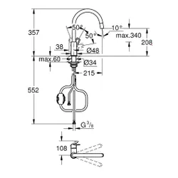 Bateria GROHE Bauloop 30543000 Chrom