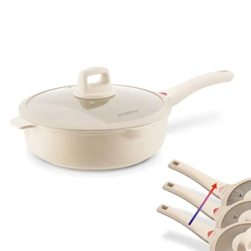 Patelnia indukcyjna głęboka z pokrywką Konighoffer Creamy Marble 28 x 8,5 cm