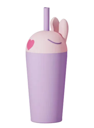 Kubek termiczny ze słomką Asobu Bestie Tumbler 0,72 l - bunny