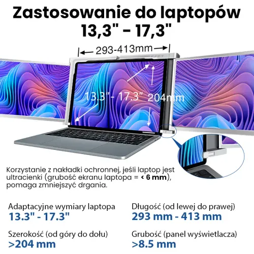 Monitor Extralink Dual Screen S300 13,3" Full HD IPS do laptopa