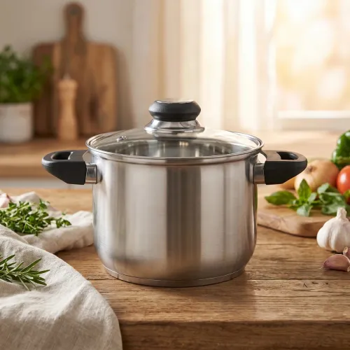 Garnek ze stali nierdzewnej wysoki z pokrywką EMILIO 2,3 l