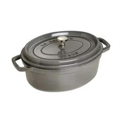 STAUB La Cocotte Oval 4,2 l grafitowy - garnek żeliwny/brytfanna z pokrywką