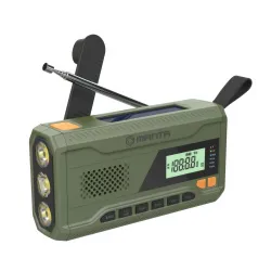 Radioodbiornik Manta RDI401G Na korbkę, Solarne, Latarka, Powerbank, Radio FM Zielony
