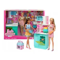 LALKA BARBIE KUCHNIA PIECZENIE zestaw do zabawy z dwiema lalkami HJY94