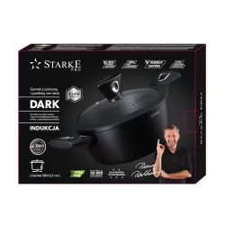 Garnek aluminiowy nieprzywierający z pokrywką STARKE PRO DARK 28 cm