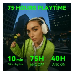 Słuchawki bezprzewodowe Oneodio Focus A6 ANC Nauszne Bluetooth 6.0 Beżowy