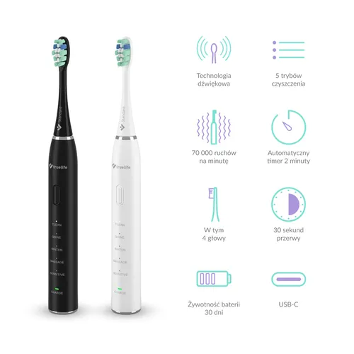 Szczoteczka soniczna TRUELIFE SonicBrush Clean30 (2 sztuki)