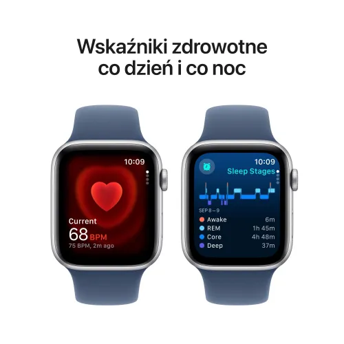 Apple Watch SE 2gen GPS + Cellular 44mm koperta z aluminium (srebrny) + pasek sportowy rozmiar S/M (denim) 2024 (CPO)