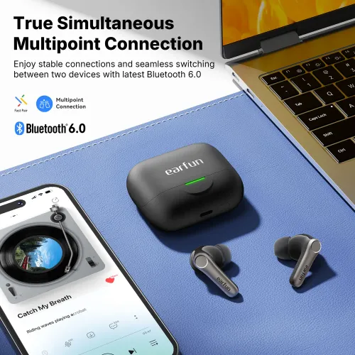 Słuchawki bezprzewodowe Earfun Air Pro 4+ ANC Dokanałowe Bluetooth 6.0 Funkcje AI Czarny