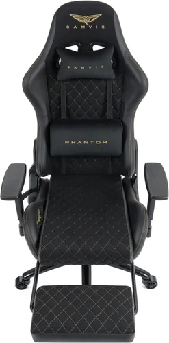 Fotel GAMVIS Phantom Large Czarny (złote elementy) + podnóżek